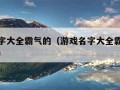 游戏名字大全霸气的（游戏名字大全霸气的家族名字）