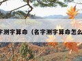 名字测字算命（名字测字算命怎么算）