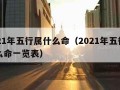 2021年五行属什么命（2021年五行属什么命一览表）