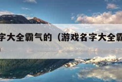 游戏名字大全霸气的（游戏名字大全霸气的家族名字）