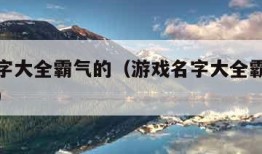 游戏名字大全霸气的（游戏名字大全霸气的家族名字）