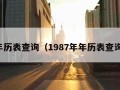 年历表查询（1987年年历表查询）