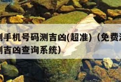 免费测手机号码测吉凶(超准)（免费测手机号码测吉凶查询系统）