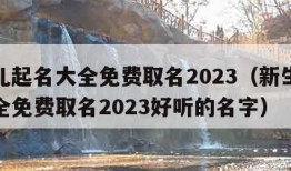 新生儿起名大全免费取名2023（新生儿起名大全免费取名2023好听的名字）