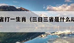 三日三省打一生肖（三日三省是什么动物生肖）